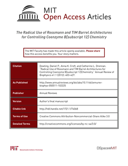 The Radical Use of Rossmann and TIM Barrel Architectures for Controlling Coenzyme B[Subscript 12] Chemistry