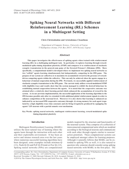 Spiking Neural Networks with Different Reinforcement Learning (RL) Schemes in a Multiagent Setting