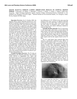 Selene (Kaguya) Terrain Camera Observation Results of Nominal Mission Period