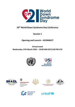 10Th World Down Syndrome Day Conference Session 1 Opening And