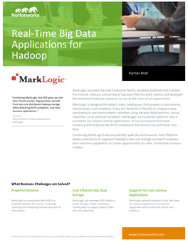 Real‐Time Big Data Applications for Hadoop