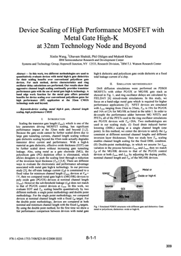 Device Scaling of High Performance MOSFET with Metal Gate High-K At