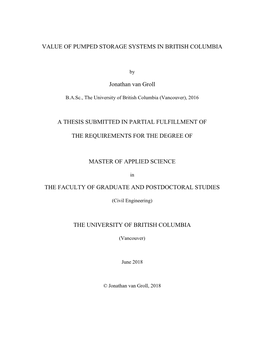 Value of Pumped Storage in British Columbia