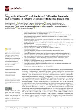 Prognostic Value of Procalcitonin and C-Reactive Protein in 1608 Critically Ill Patients with Severe Inﬂuenza Pneumonia