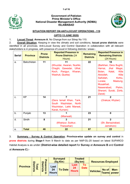 Government of Pakistan Prime Minister's Office National Disaster