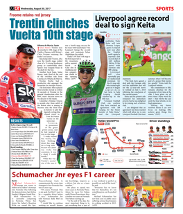 Trentin Clinches Vuelta 10Th Stage