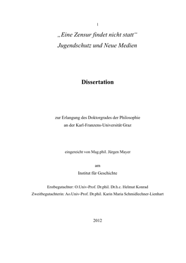 Jugendschutz Und Neue Medien Dissertation