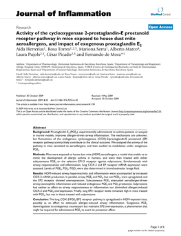 Activity of the Cyclooxygenase 2-Prostaglandin-E Prostanoid