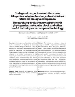 Indagando Aspectos Evolutivos Con Filogenias: Reloj Molecular Y Otras