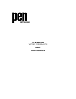 Pen International Writers in Prison Committee Caselist