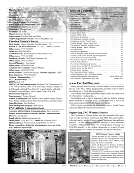 2002 GENERAL INFORMATION Quick Facts Table of Contents Location: Chapel Hill, N.C