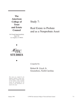 Study 7: Real Estate in Probate and As a Nonprobate Asset