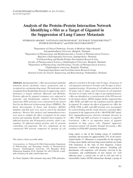 Analysis of the Protein–Protein Interaction Network Identifying C