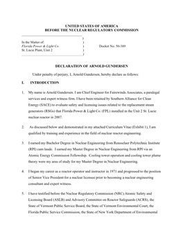 2014-03-09 Gundersen St Lucie Unit 2 Declaration