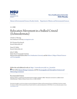 Relocation Movement in a Stalked Crinoid (Echinodermata) Charles G