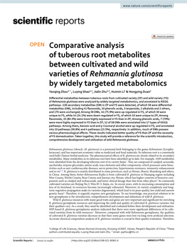 Comparative Analysis of Tuberous Root Metabolites Between Cultivated And