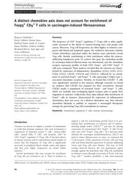 A Distinct Chemokine Axis Does Not Account for Enrichment of Foxp3+ CD4+ T Cells in Carcinogen-Induced ﬁbrosarcomas