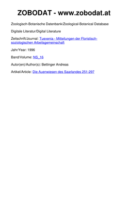 Die Auenwiesen Des Saarlandes 251-297 ©Floristisch-Soziologische Arbeitsgemeinschft; Download Unter