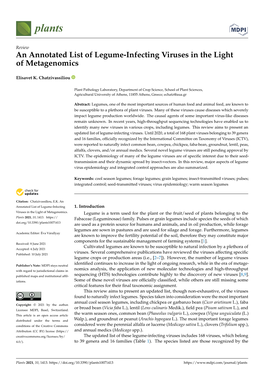 An Annotated List of Legume-Infecting Viruses in the Light of Metagenomics