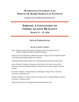 Washington Conference List of Participants 3-10-10