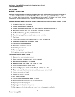 PROTOCOL Routine Trauma Care