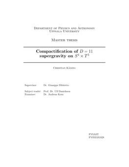 Compactification of D = 11 Supergravity on S 4 × T3