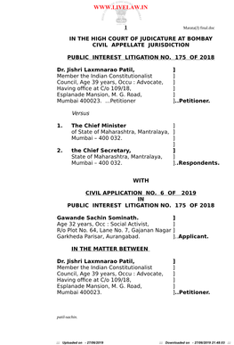 In the High Court of Judicature at Bombay Civil Appellate Jurisdiction