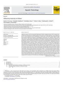 Aquatic Toxicology Olfactory Toxicity in Fishes