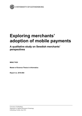 Exploring Merchants' Adoption of Mobile Payments