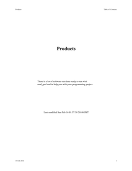 Products Table of Contents