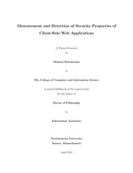 Measurement and Detection of Security Properties of Client-Side Web Applications