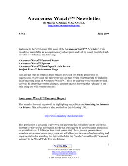 Awareness Watch™ Newsletter by Marcus P