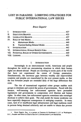 Lost in Paradise: Lobbying Strategies for Public International Law Issues