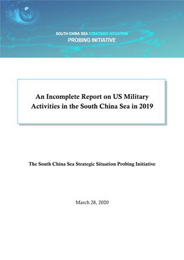 An Incomplete Report on US Military Activities in the South China Sea in 2019