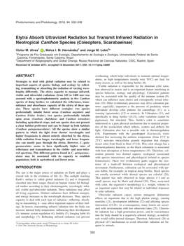 Elytra Absorb Ultraviolet Radiation but Transmit Infrared Radiation in Neotropical Canthon Species (Coleoptera, Scarabaeinae)