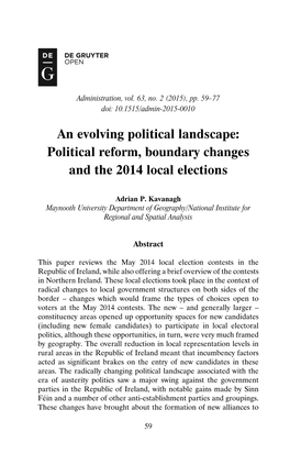 Political Reform, Boundary Changes and the 2014 Local Elections