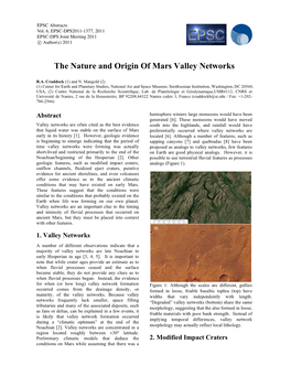 The Nature and Origin of Mars Valley Networks