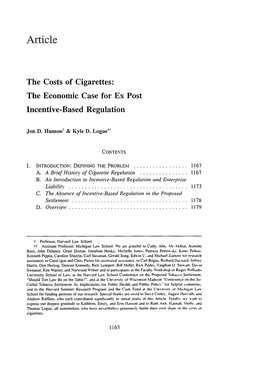 The Costs of Cigarettes: the Economic Case for Ex Post Incentive-Based Regulation
