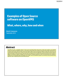 Examples of Open Source Software on Openvms