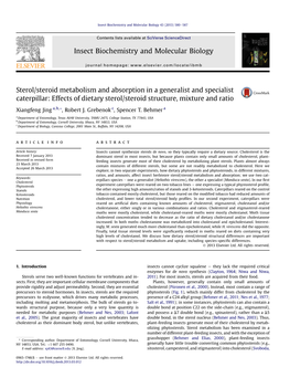 Effects of Dietary Sterol/Steroid Structure, Mixture and Ratio