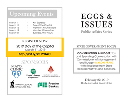 ISSUES March 19 - Member Orientation March 21 - Business After Hours Public Affairs Series