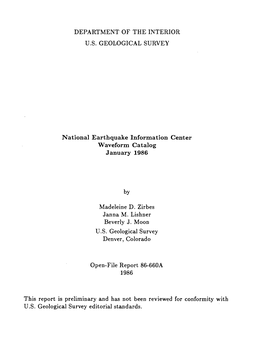 Department of the Interior U.S. Geological Survey