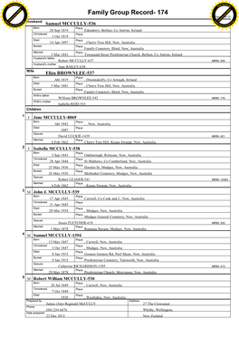 Family Group Record- 174 Page 1 of 12 W Click to Buy NOW! W M O Husband W C .D K