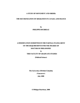 The Securitization of Migration in Canada and France