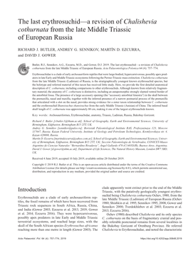 The Last Erythrosuchid—A Revision of Chalishevia Cothurnata from the Late Middle Triassic of European Russia