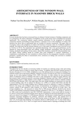 Airtightness of the Window-Wall Interface in Masonry Brick Walls