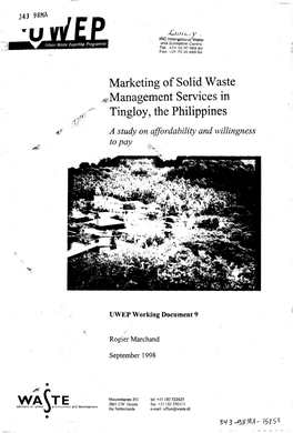 Marketing of Solid Waste .Management Services in Tingloy