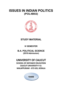 Issues in Indian Politics (Pol4b02)