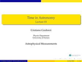 Time in Astronomy Lecture 03