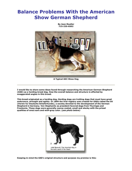 Balance Problems with the American Show German Shepherd